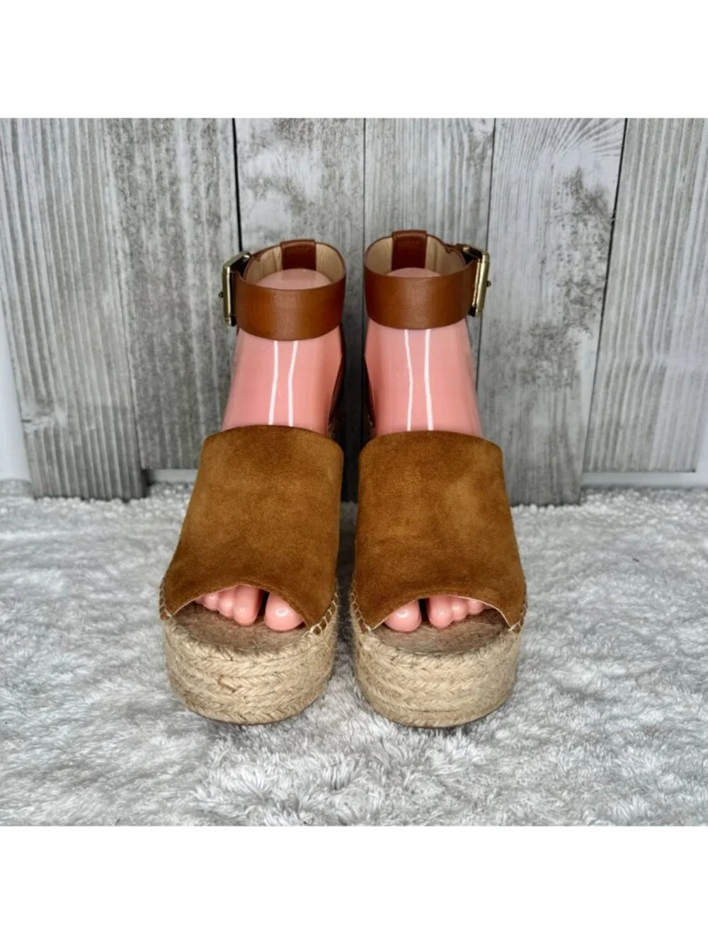 Marc Fisher Suede Platform Espadrille Sandals Size 7.5 M